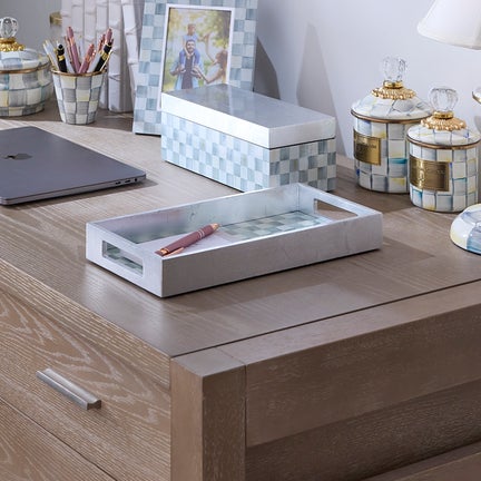 Sterling Check Lacquer Vanity Tray