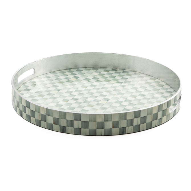 Sterling Check Lacquer Round Tray image number 0
