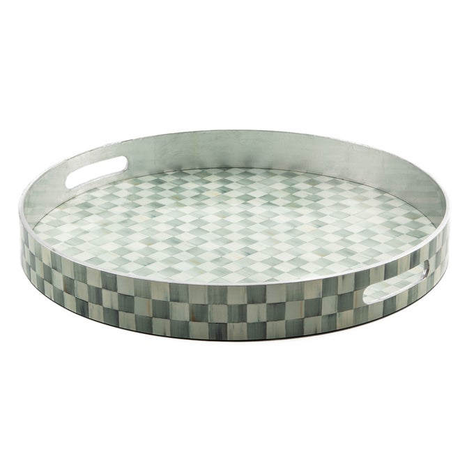 Sterling Check Lacquer Round Tray image number 1