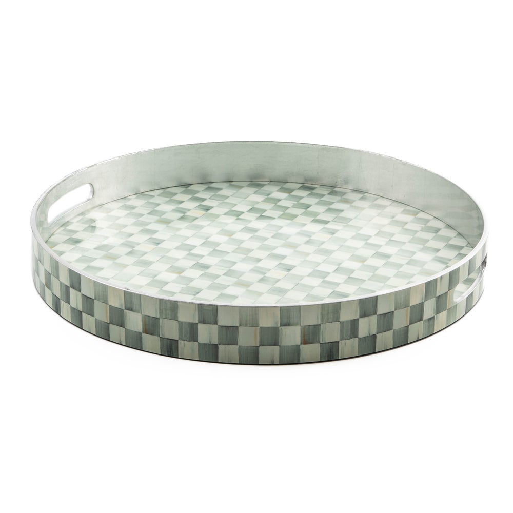 Sterling Check Lacquer Round Tray mackenzie-childs Panama imagen 1