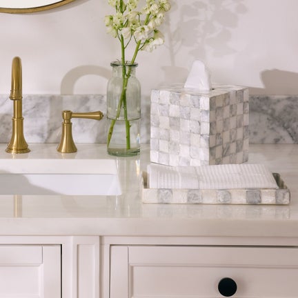 Sterling Check Capiz Vanity Tray