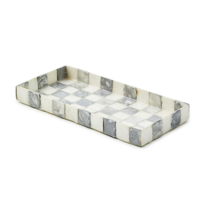 Sterling Check Capiz Vanity Tray image number 0