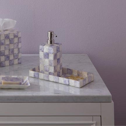 Violet Check Capiz Vanity Tray