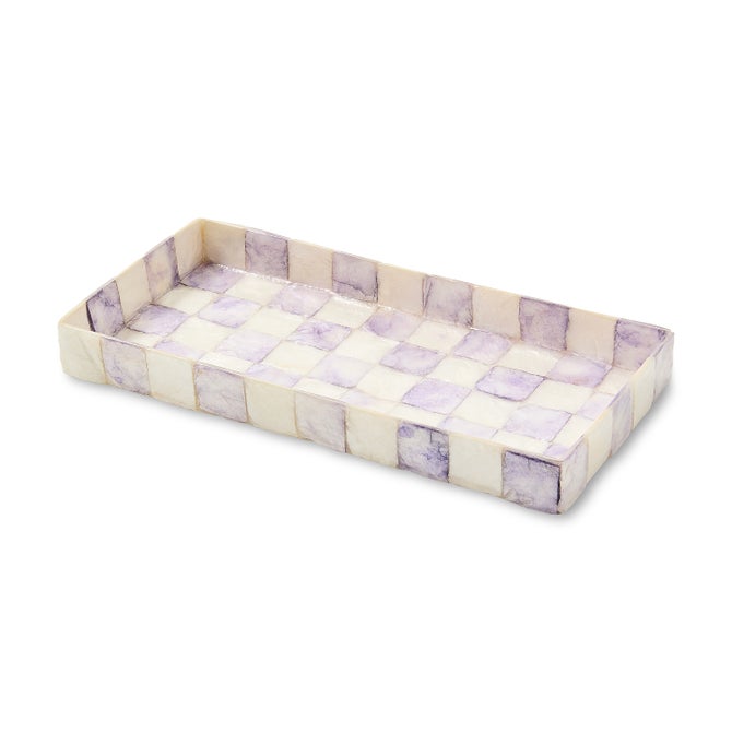 Violet Check Capiz Vanity Tray image number 0