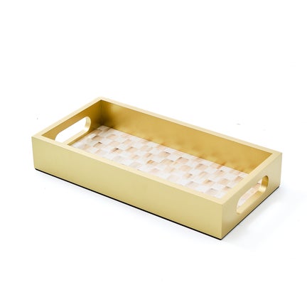 Mocha Check Glass Vanity Tray