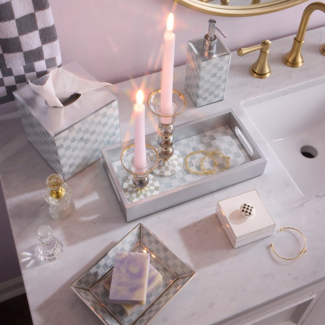 Sterling Check Glass Vanity Tray image number 1