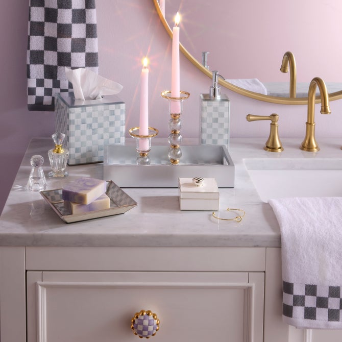 Sterling Check Glass Vanity Tray image number 2