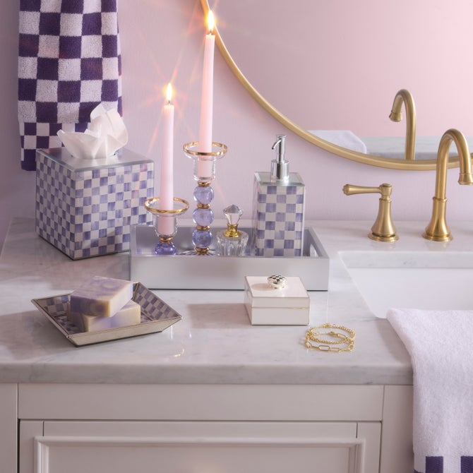 Violet Check Glass Vanity Tray image number 2