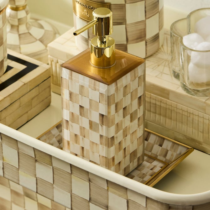 Mocha Check Small Glass Vanity Tray image number 2