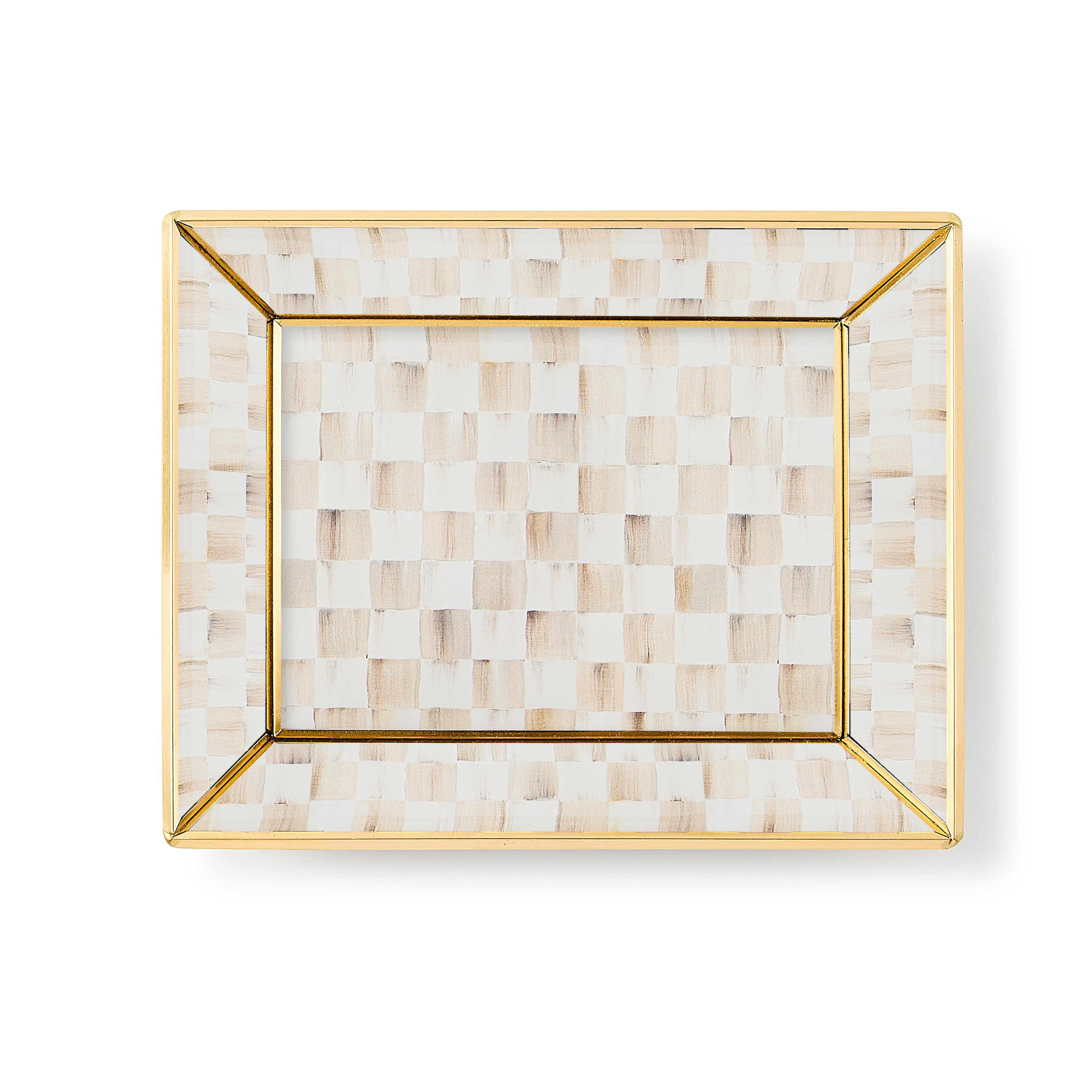 Mocha Check Small Glass Tray