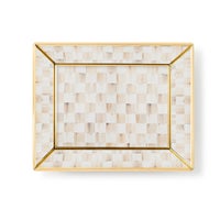 Mocha Check Small Glass Vanity Tray