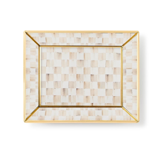 Mocha Check Small Glass Vanity Tray image number 0