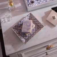 Violet Check Small Glass Tray