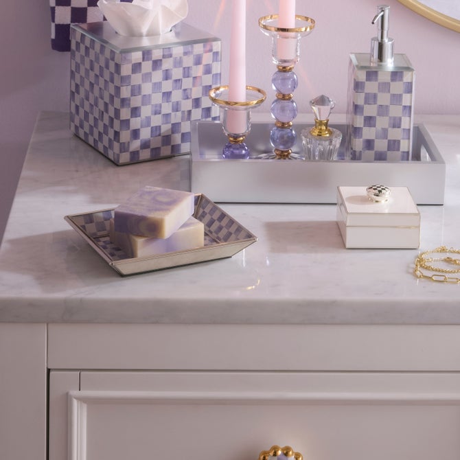 Violet Check Small Glass Tray image number 2