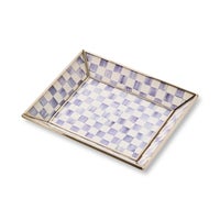 Violet Check Small Glass Tray