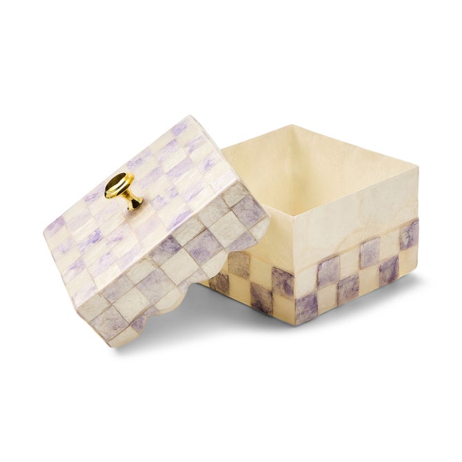 Violet Check Capiz Scalloped Box image number 2