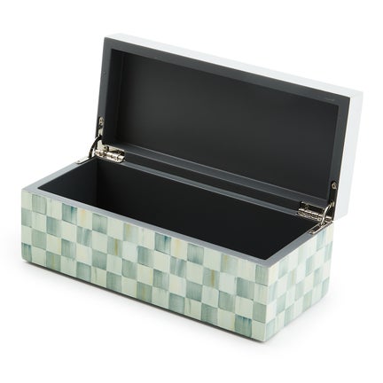 Sterling Check Small Lacquer Decorative Box with Hinged Lid