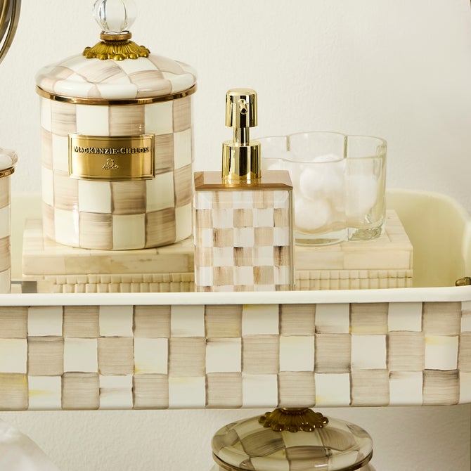 Mocha Check Glass Soap Pump image number 2