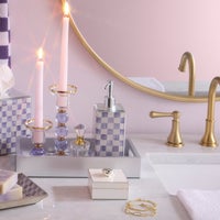 Violet Check Glass Soap Pump