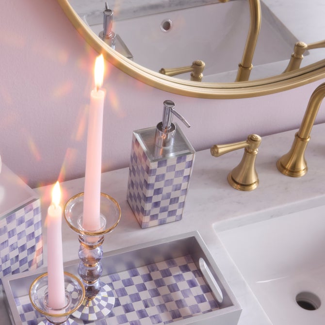 Violet Check Glass Soap Pump image number 2