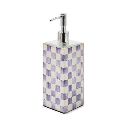 Violet Check Glass Soap Pump