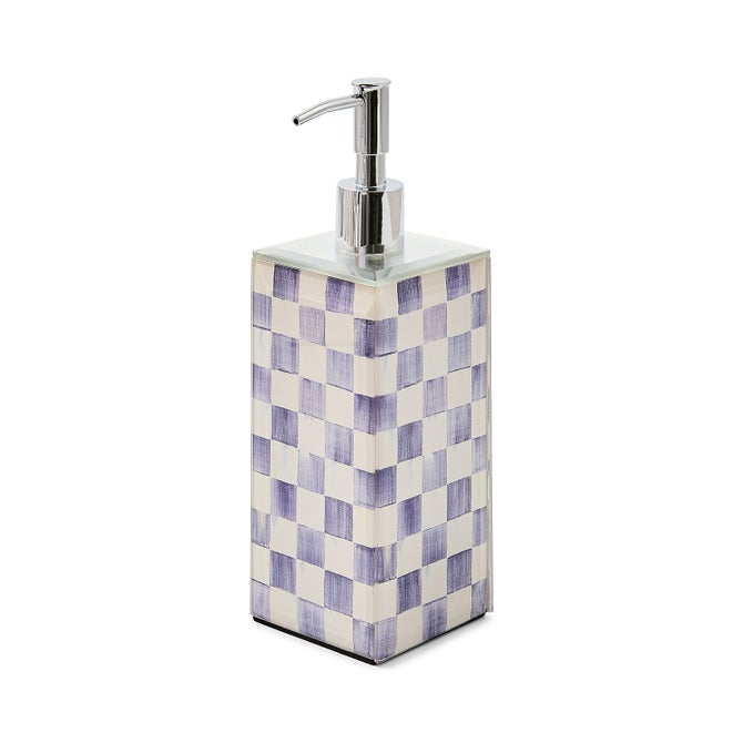 Violet Check Glass Soap Pump image number 0