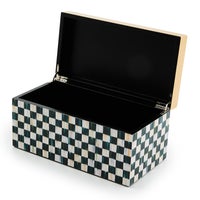 Courtly Check Large Lacquer Decorative Box with Gold Hinged Lid