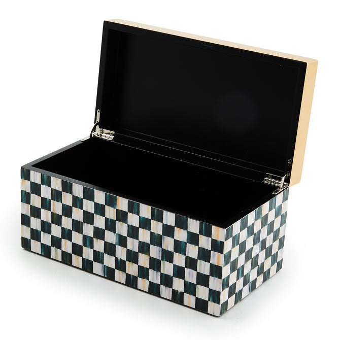 Courtly Check Large Lacquer Decorative Box with Gold Hinged Lid image number 3