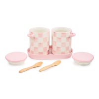Rosy Check Farmhouse Canisters, Set of 2