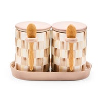 Mocha Check Farmhouse Canister, Set of 2