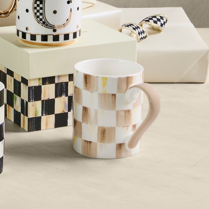 Mocha Check Porcelain Mug image number 4
