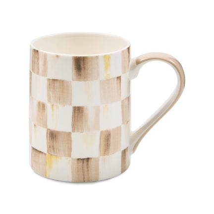 Mocha Check Stoneware Mug