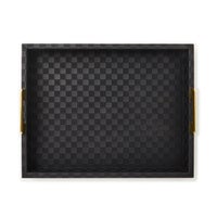 Black Faux Leather Large Tray