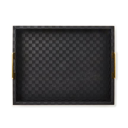 Black Faux Leather Large Tray
