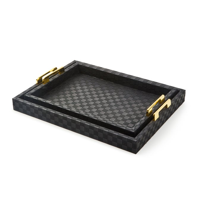 Black Faux Leather Large Tray image number 2