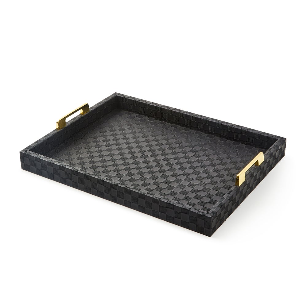 Black Faux Leather Large Tray mackenzie-childs Panama imagen 1