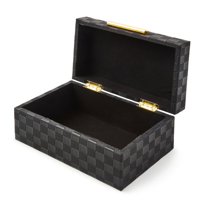 Black Faux Leather Large Box image number 1