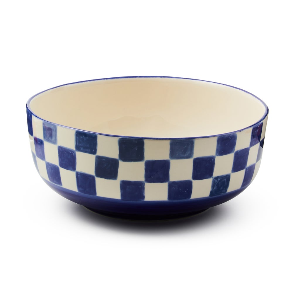 Stoneware Check Serving Bowl - Indigo mackenzie-childs Panama imagen 1