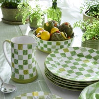 Green Check Serving Bowl