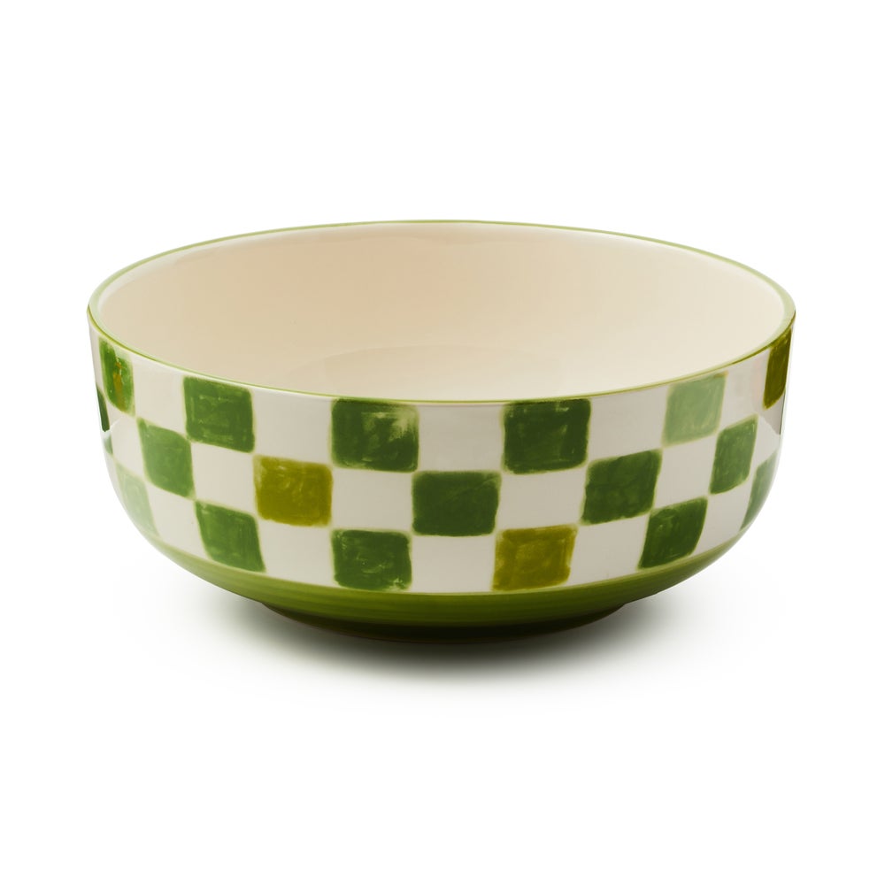 Stoneware Check Serving Bowl - Green mackenzie-childs Panama imagen 1