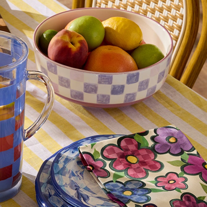Lilac Check Serving Bowl image number 2