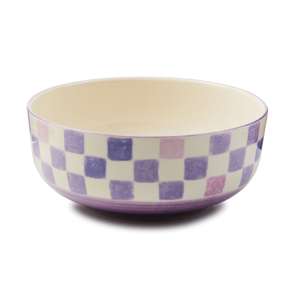 Stoneware Check Serving Bowl - Lilac mackenzie-childs Panama imagen 1