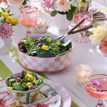 Pink Check Serving Bowl