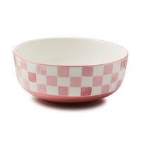 Pink Check Serving Bowl