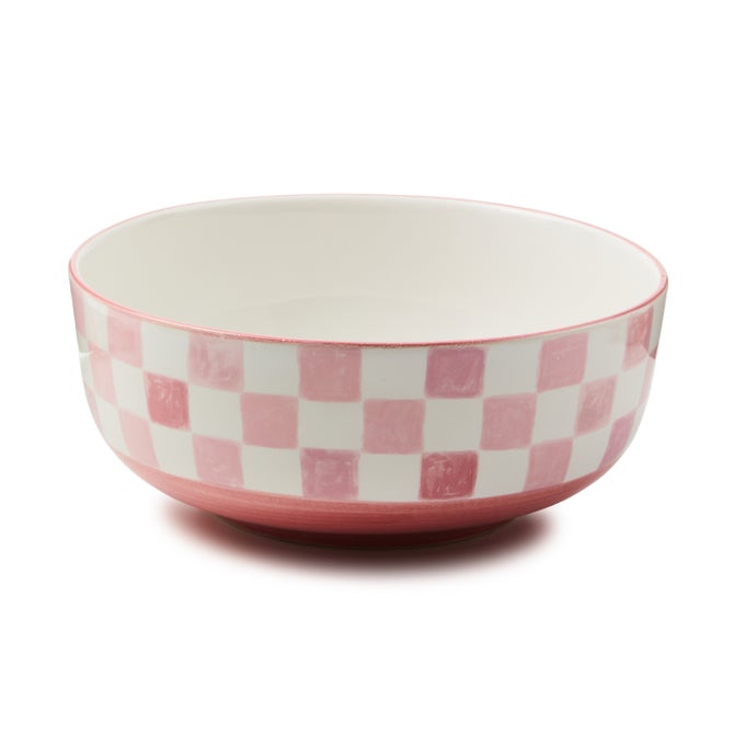 Pink Check Serving Bowl image number 0