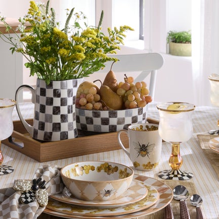 Black Check Serving Bowl