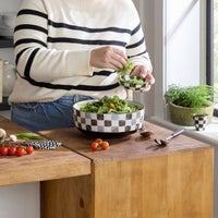 Black Check Serving Bowl