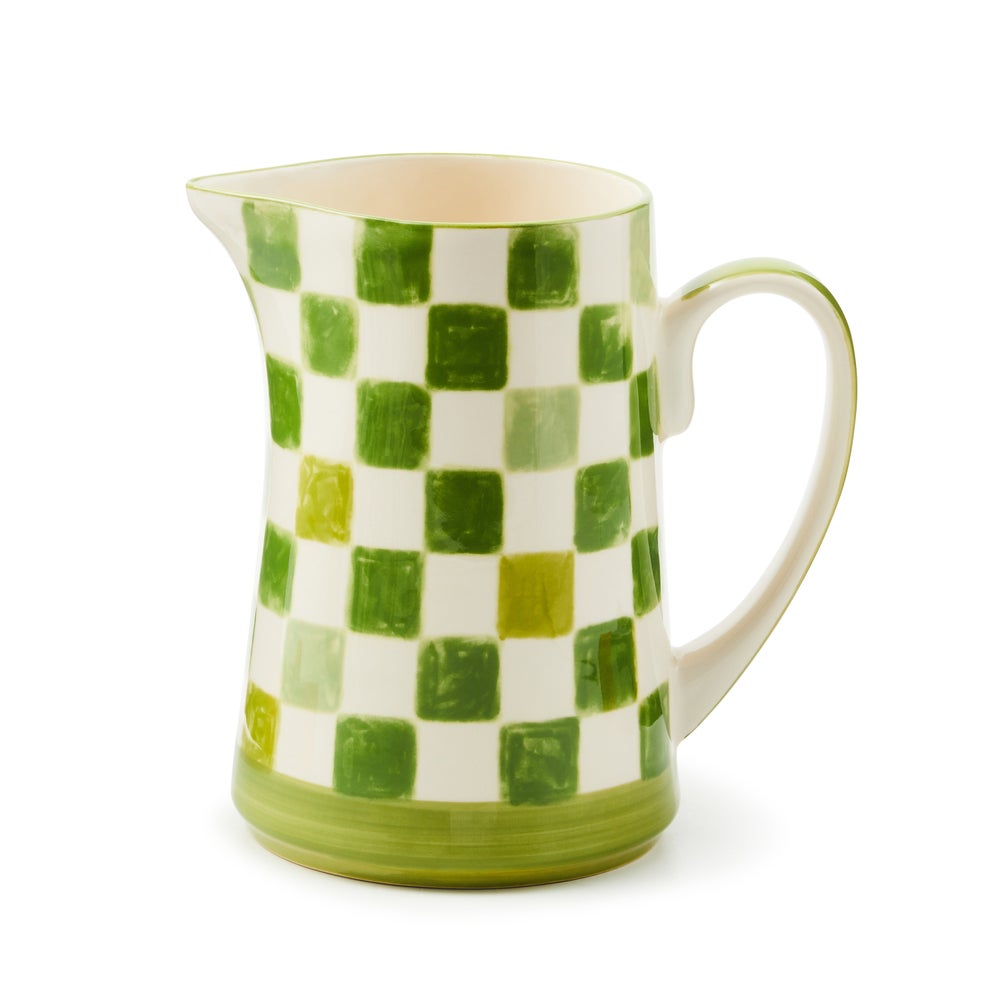 Stoneware Check Pitcher - Green mackenzie-childs Panama imagen 1