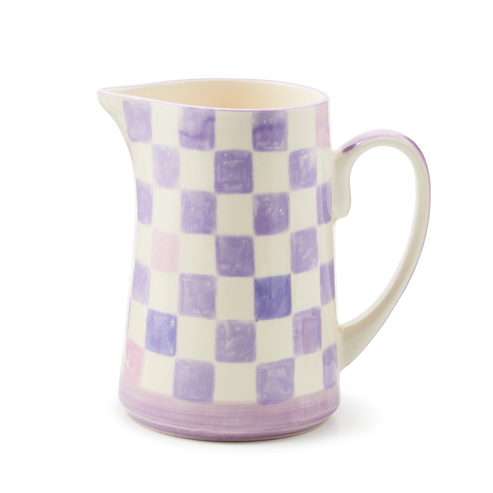 Stoneware Check Pitcher - Lilac mackenzie-childs Panama imagen 1
