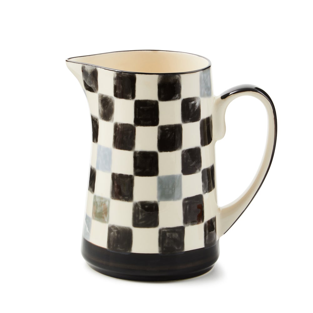 Stoneware Check Pitcher - Black mackenzie-childs Panama imagen 1